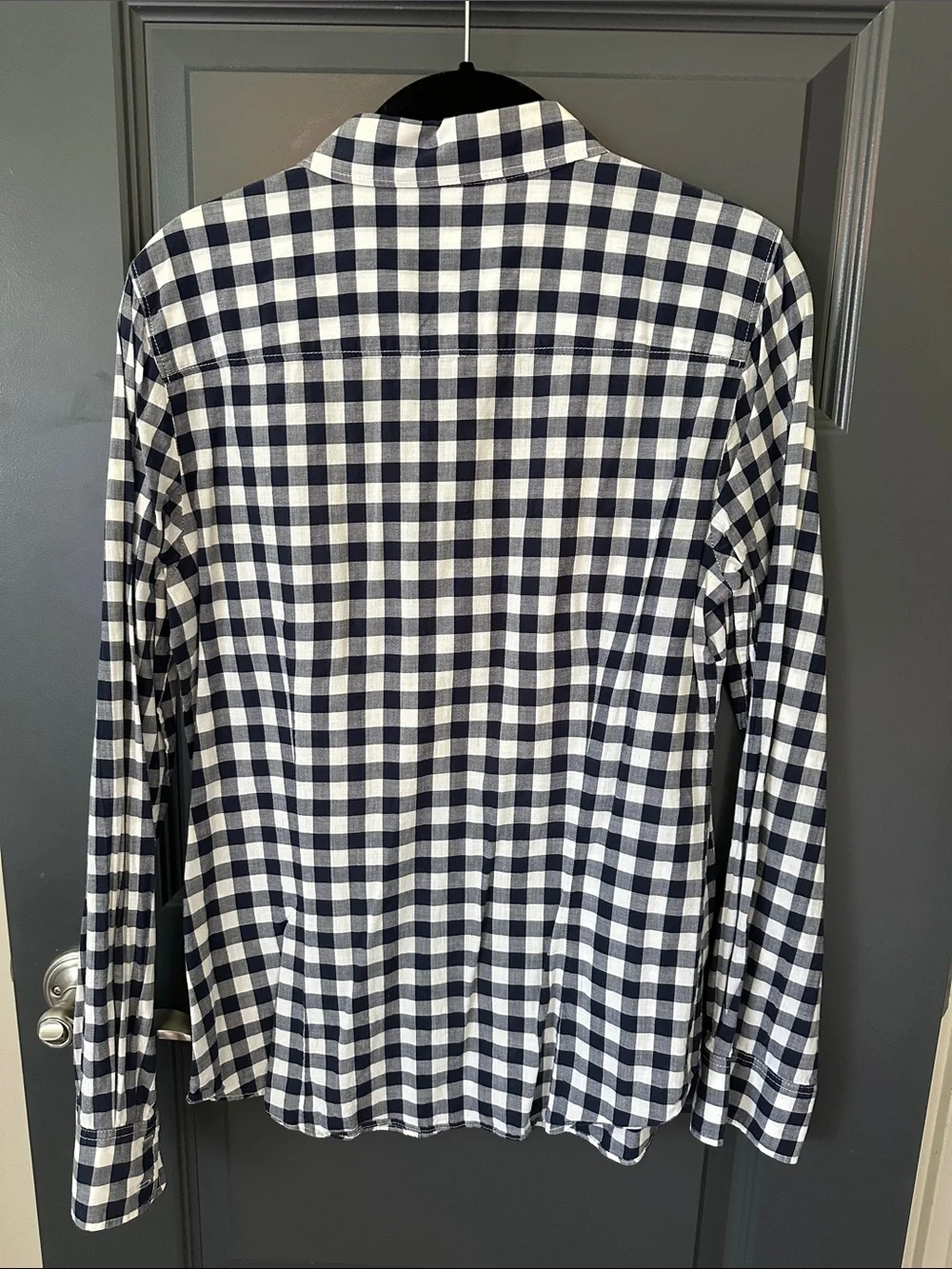 J. Crew Women’s Navy and White Gingham Button-Down Shirt